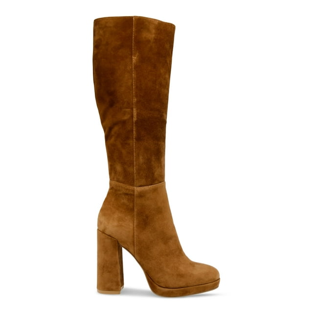 STEVE MADDEN Womens Brown Comfort Marcello Round Toe Block Heel ZipUp