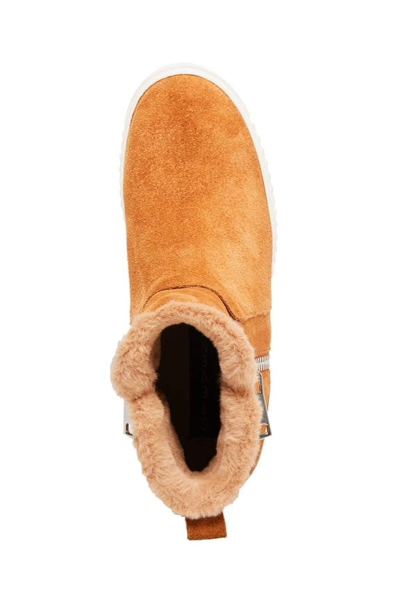 STEVE MADDEN Womens Brown Dual Zippers 1" Platform Cushioned Water Resistant Hidden Heel Bamby Round Toe Wedge Zip-Up Leather Athletic Sneakers 7.5 M