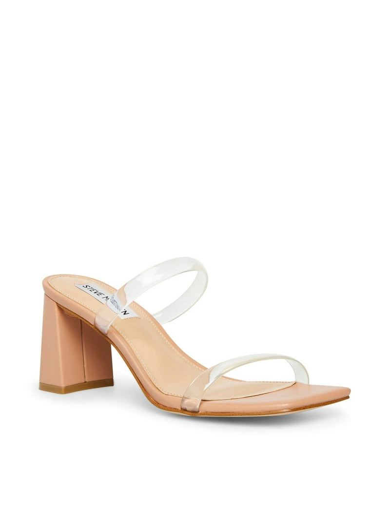 STEVE MADDEN Womens Clear Padded Lilah Square Toe Block Heel