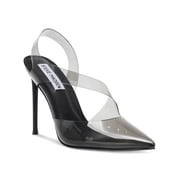 STEVE MADDEN Womens Gray Transparent Asymmetrical Padded Vienne Pointed Toe Stiletto Slip On Dress Slingback 5.5 M