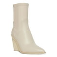 thumbnail image 1 of STEVE MADDEN Womens Ivory Stretch Thorn Pointed Toe Block Heel Zip-Up Leather Western Boot 9.5 M, 1 of 4