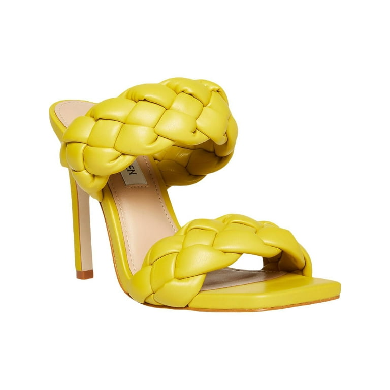STEVE MADDEN Womens Yellow Braided Padded Kenley Square Toe