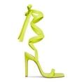 thumbnail image 1 of STEVE MADDEN Womens Yellow Crocodile Strappy Comfort Utilize Square Toe Stiletto Lace-Up Dress Heeled Sandal 10 M, 1 of 4