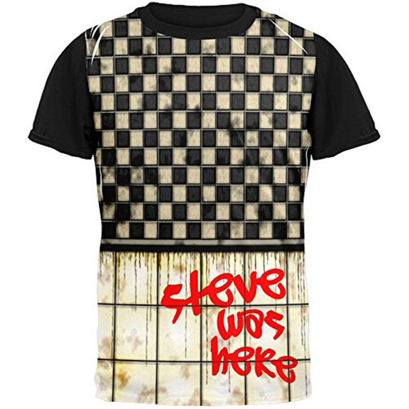 STEVE Was Here Graffiti Adult Black Back T-Shirt - Small