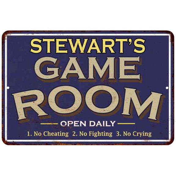 STEWART'S Blue Game Room Gift Sign Metal Wall Decor 12x18 112180002437