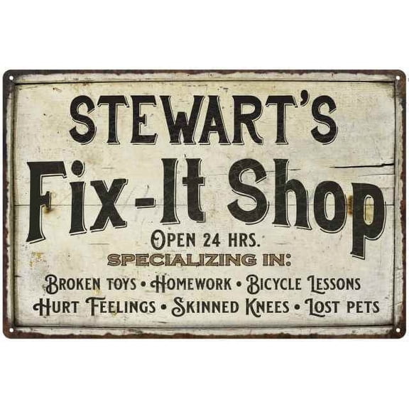 STEWART'S Fix-It Shop Sign Grandpa Dad Wall Decor Gift 8x12 Metal 208120006448