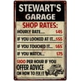 thumbnail image 1 of STEWART'S Garage Shop Rates Sign Man Cave Décor Gift 12x18 Metal 112180010448, 1 of 1