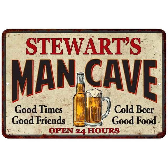 STEWART'S Man Cave Gift Metal Sign Wall Decor Gift 12x18 112180011448