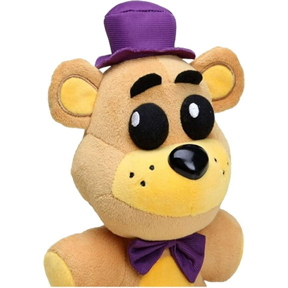 STEZYO FNAF Toy Freddy Plushie Fazbear 7.86IN Toys Five Night at Freddy Golden Bear Nightmare Freddy Plush FNAF Plush Kid's Toy Stuffed Animal - Gift for FNAF Fans (Golden Purple Hat)