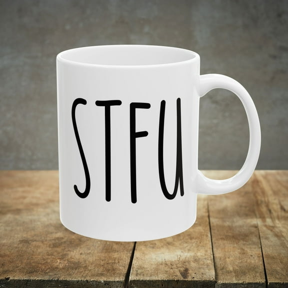 STFU Mug Rae Dunn Inspired Ceramic Funny Novelty Coffee Mug Gift New