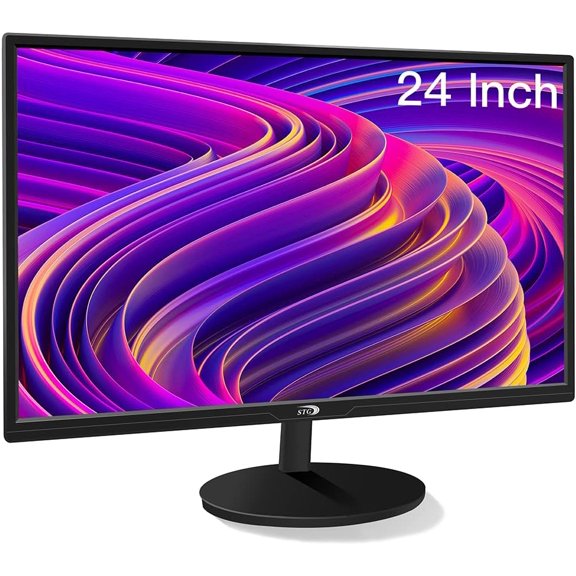 STGAubron 24 Inch Gaming Computer Monitor, FHD 1920 x 1080P Office PC LED Display, 99% sRGB, HDMI, VGA, Ergonomic Tilt Adjustment