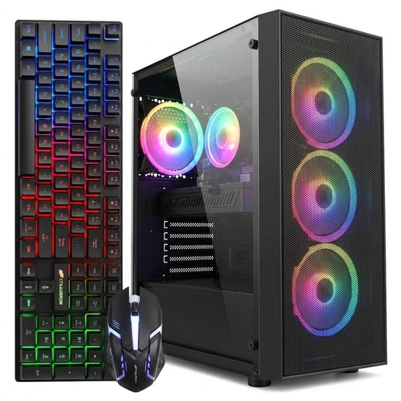 STGAubron Gaming Computer, RX 580 8G, Intel Core i7 8th Gen, 16G DDR4 Ram, 1T SSD, Wifi 6, BT 5.0, Windows 11 Home
