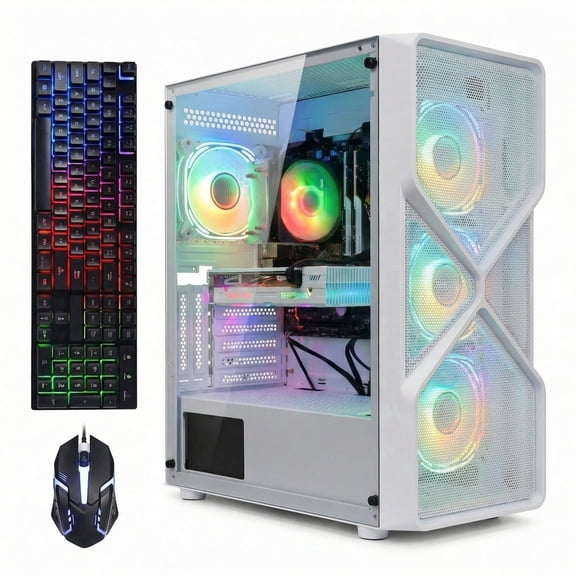 STGAubron Gaming Desktop PC, AMD Ryzen 5 5500 up to 4.2Ghz, RTX 3050 6G Graphics, 16G DDR4, 512GB Ssd, Wifi 6, BT 5.2, RGB Fan x4, Win 11 Home