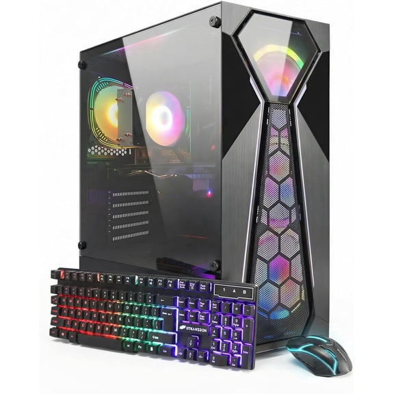 STGAubron Gaming Desktop PC, AMD Ryzen 5 5500 up to 4.2GHz, 16G DDR4, 1TB SSD, GeForce RTX 2060 Super, WiFi 6, BT 5.2, RGB Fan x4, Windows 11 Home