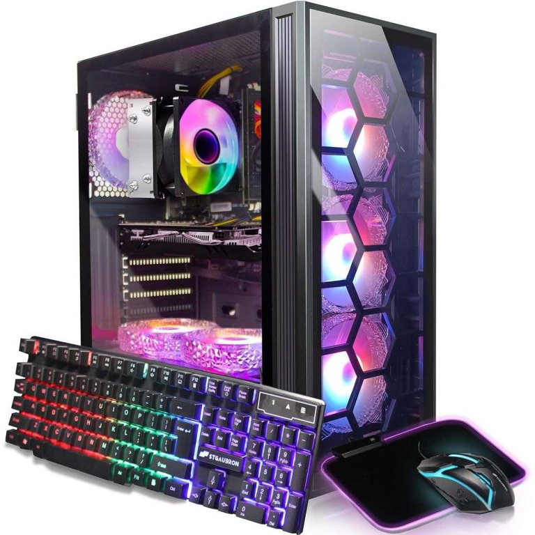 STGAubron Gaming Desktop PC, AMD Ryzen 5 PRO 2400G up to 3.9G, 16G