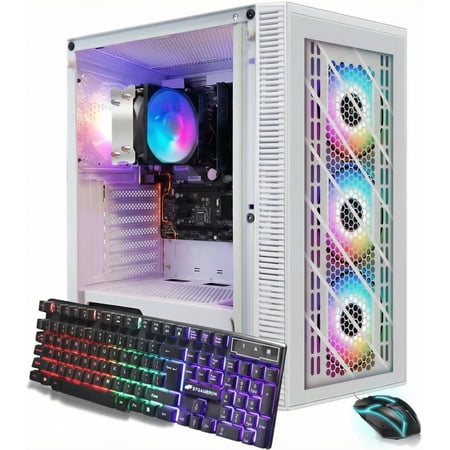 STGAubron Gaming Desktop PC, AMD Ryzen 7 5700G up to 4.6GHz, 16G DDR4, 1TB SSD, Radeon RX 580 8G, WiFi 6, BT 5.2, RGB Fan x4, Windows 11 Home