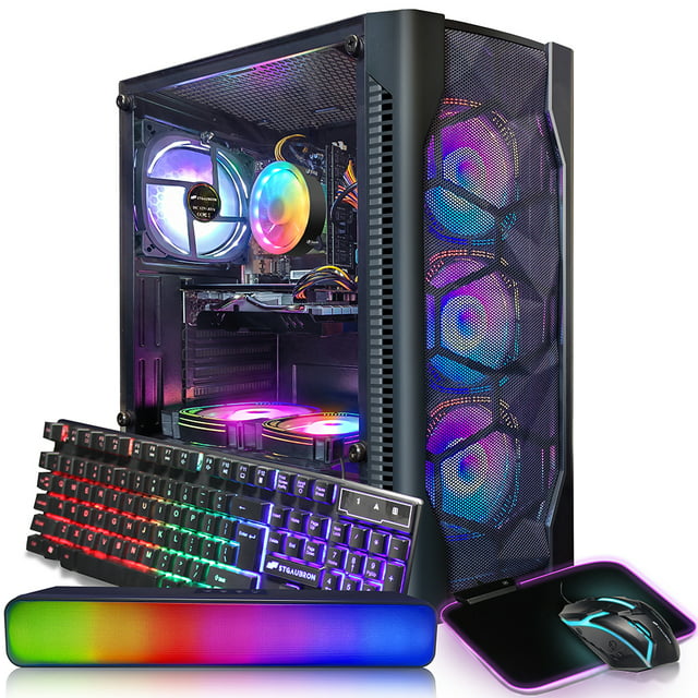 STGAubron Gaming Desktop PC Computer,Intel Core I7 3.4 GHz up to 3.9 GHz,16G RAM,512G SSD,WiFi,Bluetooth 5.0,Radeon RX 580 8G GDDR5,RGB Fanx6,RGB Keyboard&Mouse&Mouse Pad,RGB BT Sound Bar,W10H64