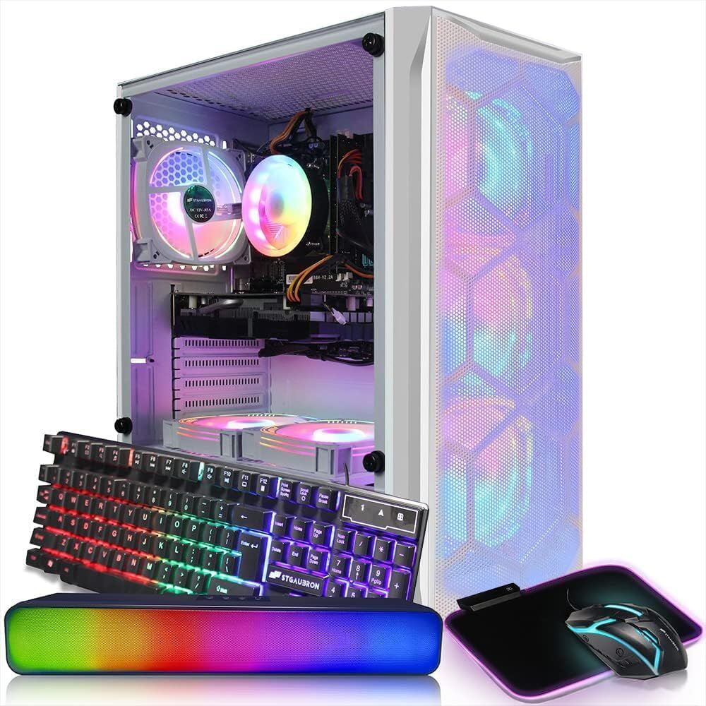 STGAubron Gaming Desktop, Intel Core I7, 16GB RAM, 512GB SSD, White, ABR0222 TOWER STGAubron Gaming Desktop, Intel Core I7, 16GB RAM, 512GB SSD, White, ABR0222 TOWER