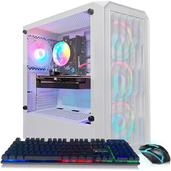 STGAubron Gaming Desktop PC, Core i5 9th up to 4.1G, DDR4 16G, 512G SSD, Radeon RX 580 8GB, WiFi, BT, RGB Fan x4, Windows 11 Home