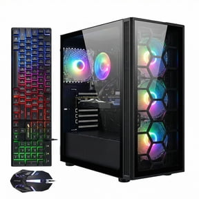 STGAubron Gaming Desktop PC, Core i7 up to 3.8G, 16G RAM, 512GB SSD, GeForce GTX 1650 4G GDDR6, WiFi 6, BT 5.2, RGB Fan x4, Windows 11 Home