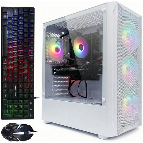 STGAubron Gaming Desktop PC, Core i7 up to 3.9GHz, 16G RAM, 1TB SSD, Radeon RX 5600 XT, 600M WiFi, BT 5.0, RGB Fan x4, Windows 11 Home
