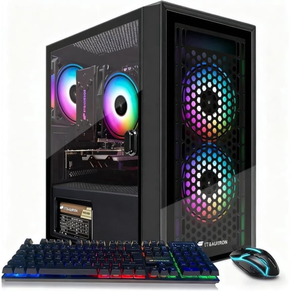 STGAubron Gaming Desktop PC, Core i7 up to 3.9GHz, 32G RAM, 512G SSD, Radeon RX 560 4G, WiFi 6, BT 5.0, RGB Fan x3, Windows 11 Home