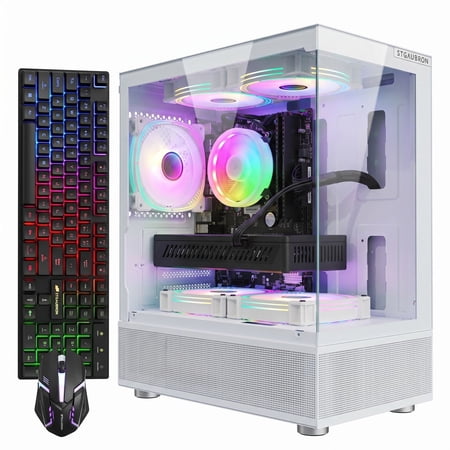 STGAubron Gaming Desktop PC,Core i7 up to 4.0Ghz,16G DDR4,512G SSD,Radeon RX 580 16GB GDDR5,WiFi,Bluetooth,RGB Fan x5,Windows 11 Home
