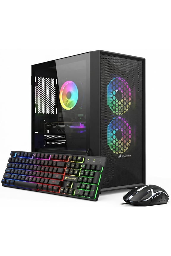 Gaming Desktop PC, Intel Core I5 up to 3.7Ghz, Radeon RX 550 4G Graphics, 16G Ram, 512G SSD, Wifi, BT 5.0, RGB Fan x 2, Win 11 Home