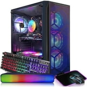 STGAubron Gaming Tower PC, Intel Core I7 up to 3.9 Ghz, Radeon RX 580 8G Graphics, 16G Ram, 512G Ssd, Wifi, Bt 5.0, RGB Fan x6, RGB BT Sound Bar, W11H64