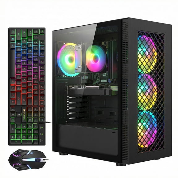 STGAubron Gaming Desktop PC, Intel Core I7 up to 3.9G, RTX 2060 6G, 16G RAM, 512G SSD, WiFi 6, BT 5.2, RGB Fan x4, Win 11 Home