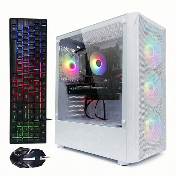 STGAubron Gaming Desktop PC, Intel Core I7 up to 3.9G, RX 580 8G, 16G RAM, 1T SSD, WiFi 6, BT 5.0, RGB Fan x4, Win 11 Home