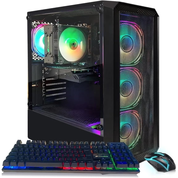 STGAubron Gaming Desktop PC, Intel Core i5-13400F up to 4.6GHz, 16G DDR4, 512G SSD, GeForce RTX 3050 6G, WiFi 6, BT 5.2, RGB Fan x4, Windows 11 Home