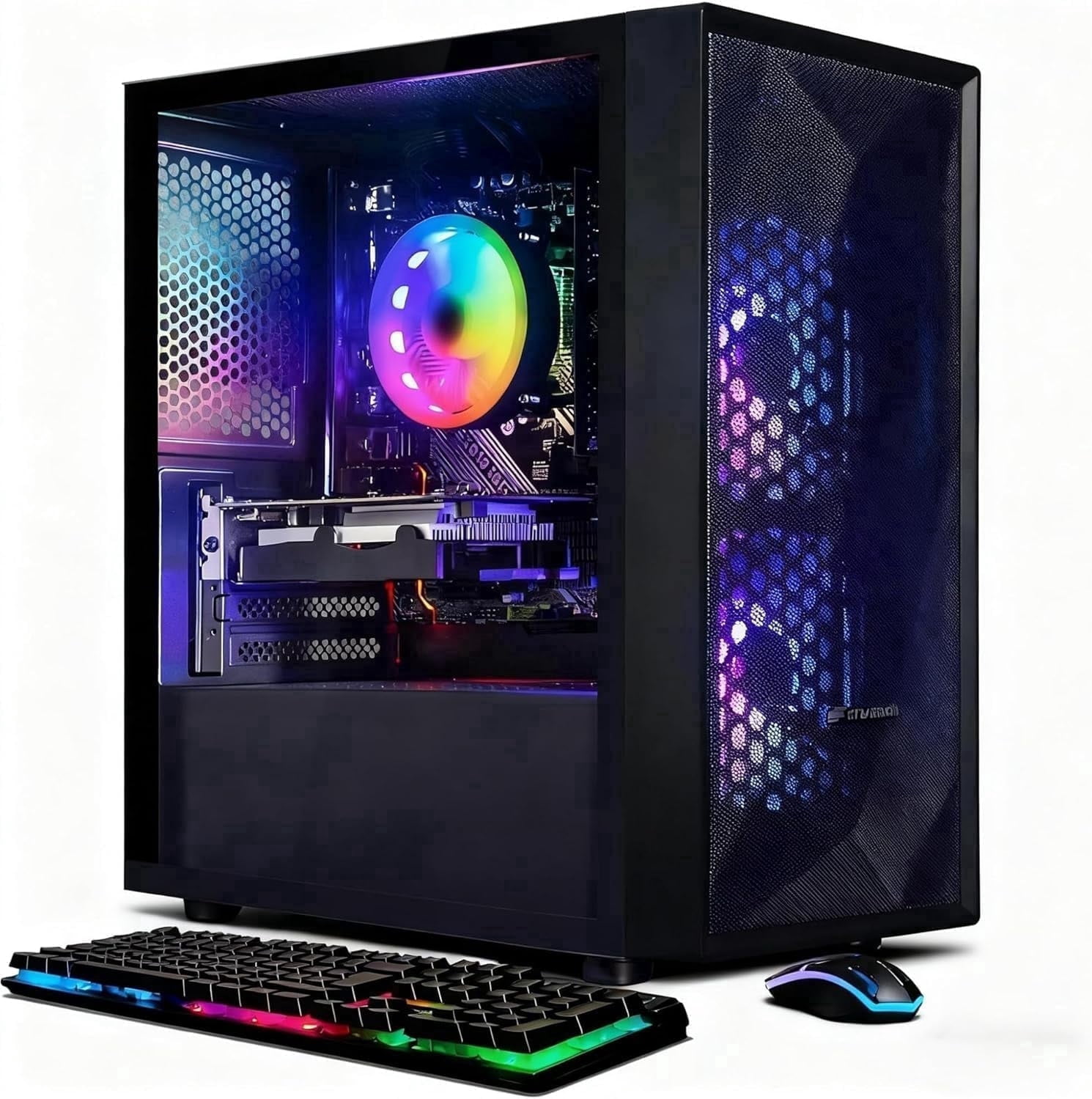 STGAubron Gaming Desktop PC, Intel Core i5 up to 3.6GHz, 16G RAM, 512G SSD, Radeon RX 560 4G, WiFi 6, BT 5.0, RGB Fan x2, Windows 11 Home