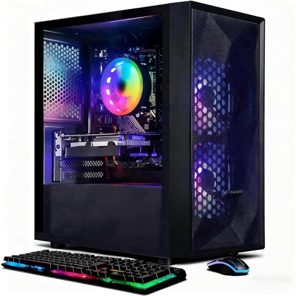 STGAubron Gaming Desktop PC, Intel Core i5 up to 3.6GHz, 16G RAM, 512G SSD, Radeon RX 560 4G, WiFi 6, BT 5.0, RGB Fan x2, Windows 11 Home