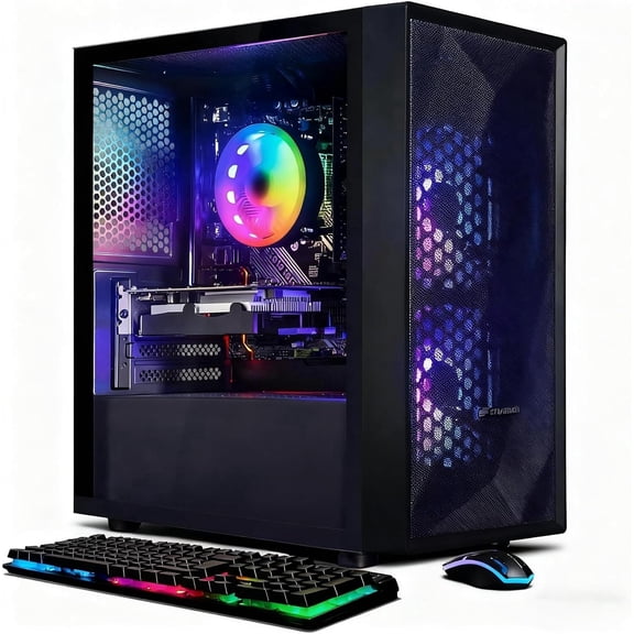 STGAubron Gaming Desktop PC, Intel Core i5 up to 3.7GHz, 16G RAM, 512G SSD, GeForce RTX 2060 6G, WiFi 6, BT 5.0, RGB Fan x2, Windows 11 Home