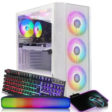 STGAubron Gaming Desktop PC, Intel Core i7 CPU, 32G RAM, 1T SSD, RTX 3060 Ti 8G, WiFi, BT 5.0, RGB Fan x6, Win 11 Home