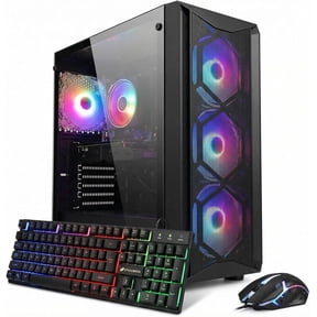 STGAubron Gaming Desktop PC, i7 8th up to 4.1GHz, 16G DDR4, 512G SSD, GeForce RTX 3050 6G, WiFi 6, BT 5.2, RGB Fan x4, Windows 11 Home