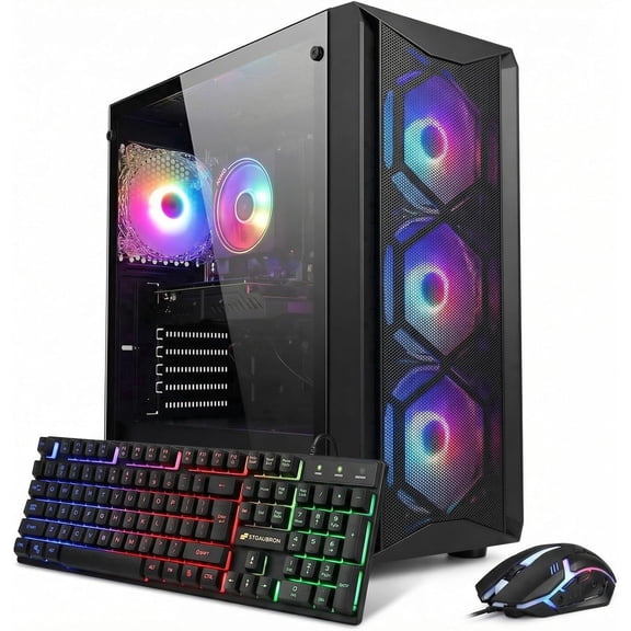 STGAubron Gaming Desktop PC, i7 8th up to 4.1GHz, 16G DDR4, 512G SSD, GeForce RTX 3050 6G, WiFi 6, BT 5.2, RGB Fan x4, Windows 11 Home