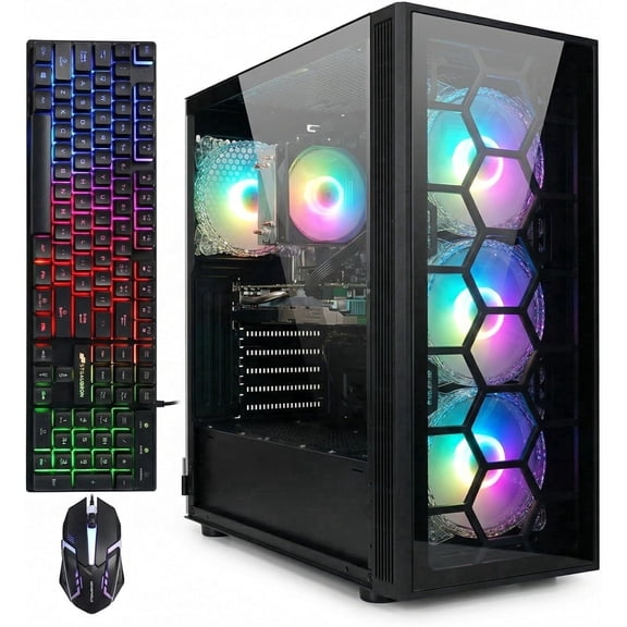 STGAubron Gaming Desktop PC, Intel Core i7 up to 3.9GHz, 32G RAM, 1TB SSD, GeForce GTX 1660 Super 6G, WiFi, BT 5.0, RGB Fan x4, Windows 11 Home