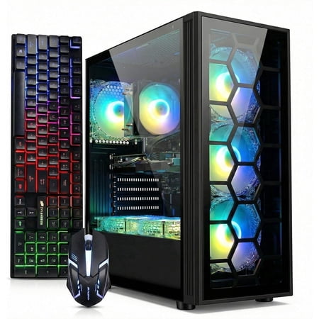 STGAubron Gaming Desktop PC, Intel Core i7 up to 3.9GHz, 32G RAM, 1TB SSD, GeForce RTX 3050 6G, WiFi 6, BT 5.0, RGB Fan x6, Windows 11 Home