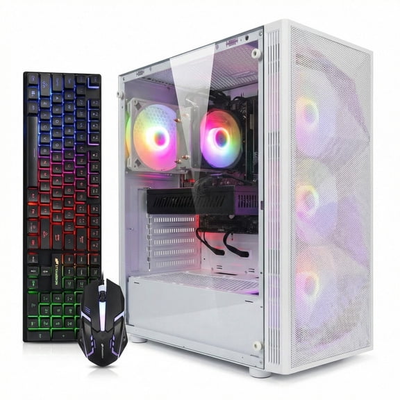 STGAubron Gaming Desktop PC, Ryzen 5 5600GT up to 4.6GHz, 16G DDR4, 1TB SSD, Radeon RX 6500 4G, WiFi 6, BT 5.2, RGB Fan x4, Windows 11 Home