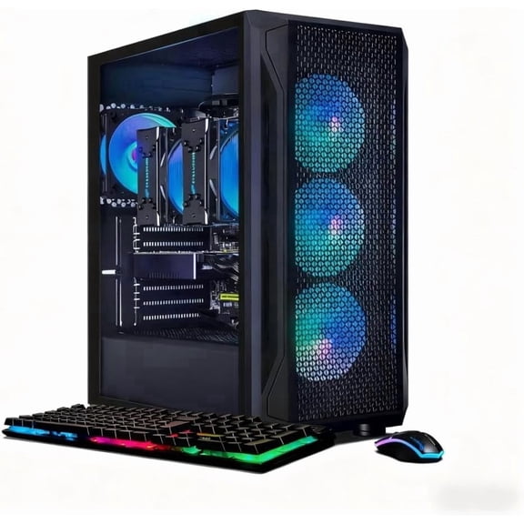 STGAubron Gaming Desktop PC, Xeon E5, 16G DDR4, 512G SSD, Radeon RX 590 8G, 600M WiFi, BT 5.0, RGB Fan x4, Windows 11 Pro
