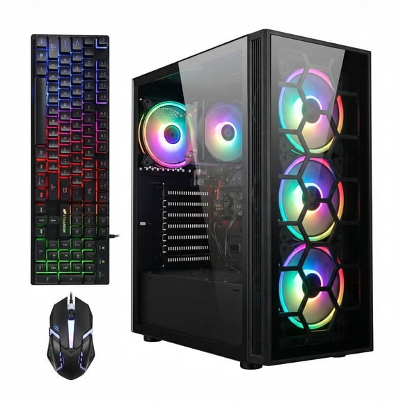 STGAubron Gaming PC Computer Desktop, AMD Ryzen 5 3400G up to 4.2GHz, 16G DDR4, 512G SSD, WiFi 6 & BT 5.2, RGB Fan x4, Windows 11 Home