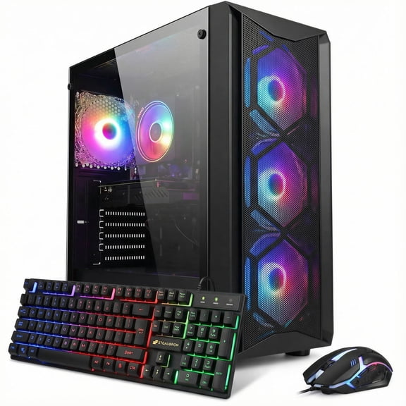 STGAubron Gaming PC Computer Desktop, Intel Core i7 8th Gen up to 4.1GHz, GeForce RTX 3050 6G, 16G DDR4, 1T SSD, WiFi 6, BT 5.2, RGB Fan x4, Windows 11 Home