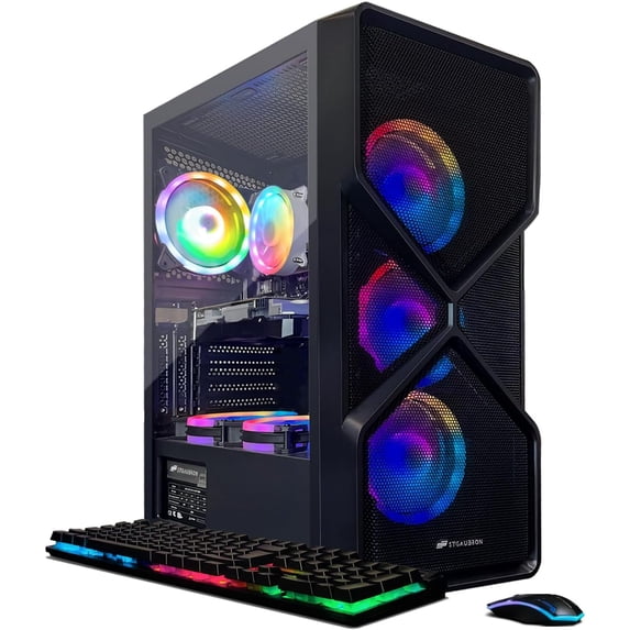 STGAubron Gaming PC Computer Desktop, RTX 2060S 8G, Core I7 8th up to 4.1G, 16G DDR4, 1T SSD, 600M WiFi, BT 5.0, RGB Fan x6, Windows 11 Home