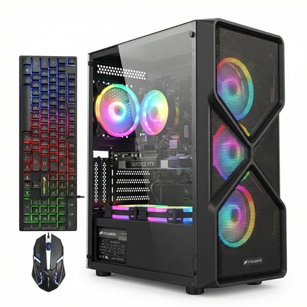STGAubron Gaming PC Computer Desktop, RTX 2060S 8G, Intel Core I7 8th up to 4.1G, 16G DDR4, 1T SSD, 600M WiFi, BT 5.0, RGB Fan x6, Windows 11 Home
