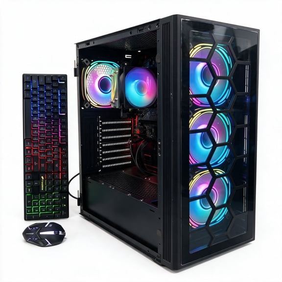 STGAubron Gaming PC Computer Desktop,Ryzen 5 3400G up to 4.2GHz,16G DDR4,512G SSD,WiFi 6 & BT 5.2,RGB Fan x4,Windows 11 Home