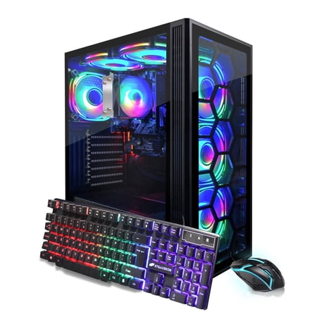 STGAubron Gaming PC Computer Desktop,Ryzen 5 3400G up to 4.2GHz,16G DDR4,512G SSD,WiFi 6 & BT 5.2,RGB Fan x4,Windows 11 Home