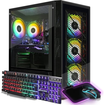 STGAubron Gaming PC Computer Desktop, Radeon RX 560 4G Graphics, Intel Core I3-10105F 3.7 up to 4.4Ghz, 16G DDR4 Ram, 512G Ssd, 600M Wifi, Bt 5.0, RGB Fan x 4, RGB Mouse Pad, Windows 11 Home