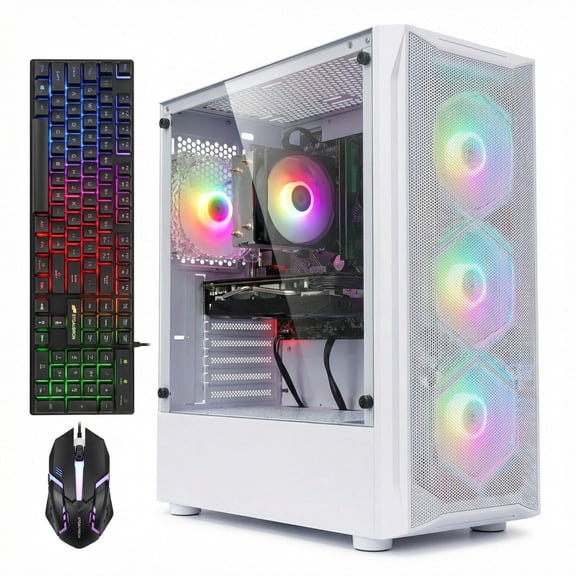 STGAubron Gaming PC Computer, Intel Core I7 up to 3.9G, RX 580 8G, 16GB RAM, 1TB SSD, WiFi 6 & BT 5.0, RGB Fan x 4, Win 11 Home